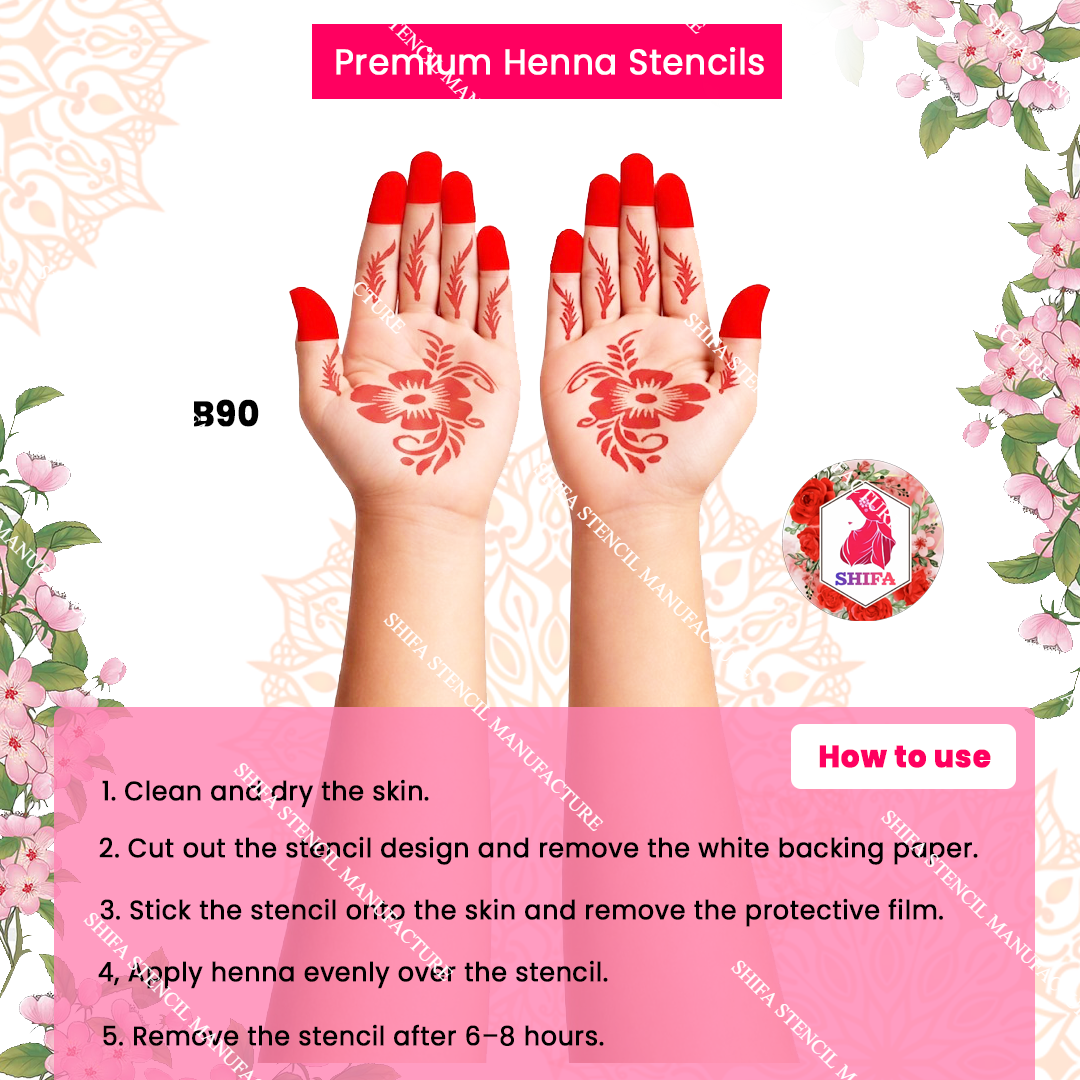 B90 (age 5 to 10) Blossom Breeze Elegance double hand Henna Stencil